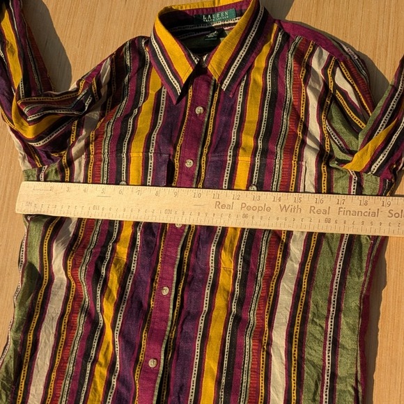 Lauren‎ Ralph Lauren Shirt Retro Striped Multicolor Lightweight Women's Small - Picture 5 of 6